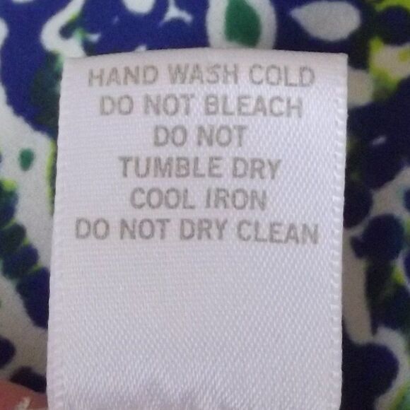 CACHE Dress, S, Blue/Green Paisley, Smocked waist, Slit Sleeve, Tie Neck/Beaded - Picture 12 of 12